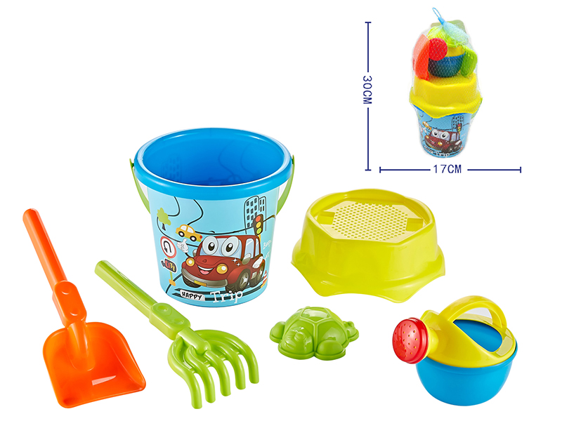 Car Pattern Sand Bucket Set 6pcs