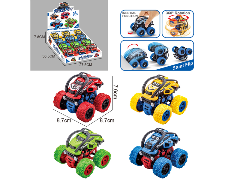 12Pcs Dual Friction Stunt Off-Road Dump Truck (Cartoon Version)