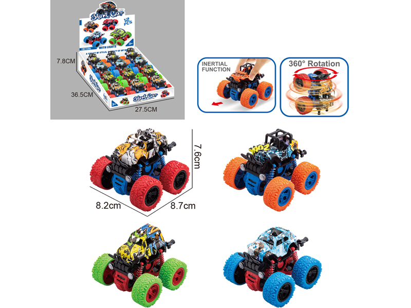 12Pcs Dual Friction Stunt Off Road Vehicle (Graffiti Version)