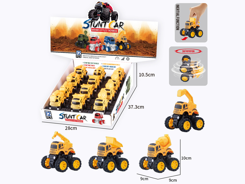 12Pcs Dual Friction Stunt Off Road Vehicle (Engineering Vehicle)