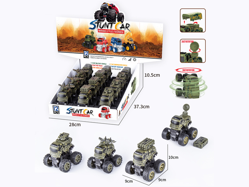 12Pcs Dual Friction Stunt Off Road Vehicle (Military Vehicle)