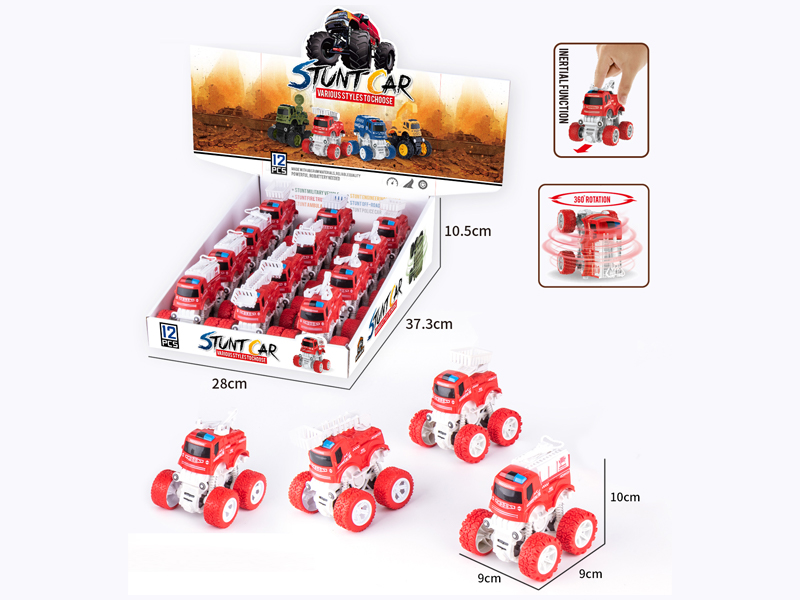 12Pcs Dual Friction Stunt Off Road Vehicle (Fire Truck)