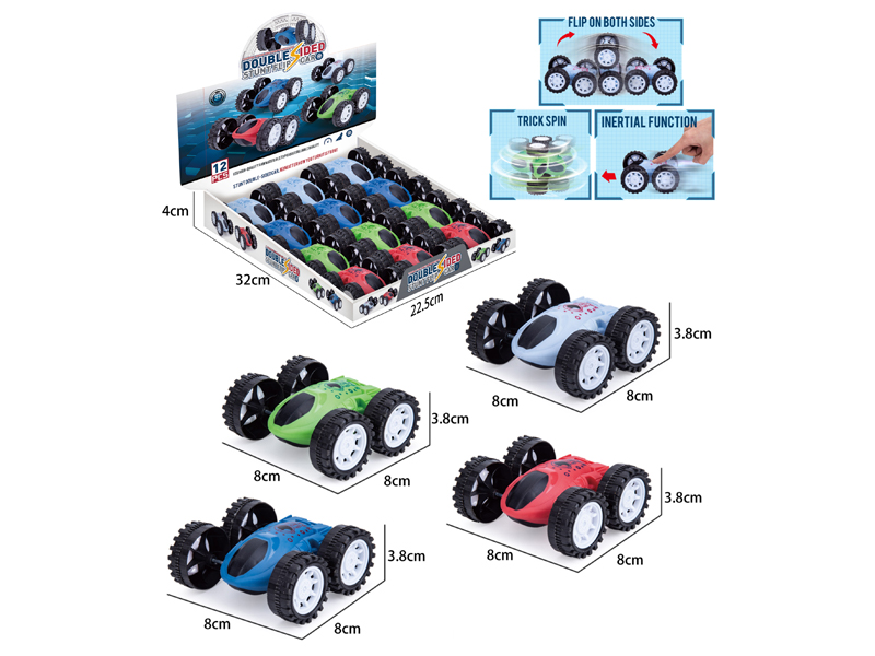 12Pcs Dual Friction Stunt Rotating Double-Sided Car