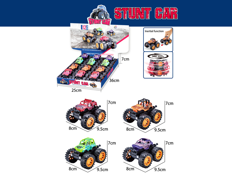 12Pcs Friction Stunt Off-Road Vehicle