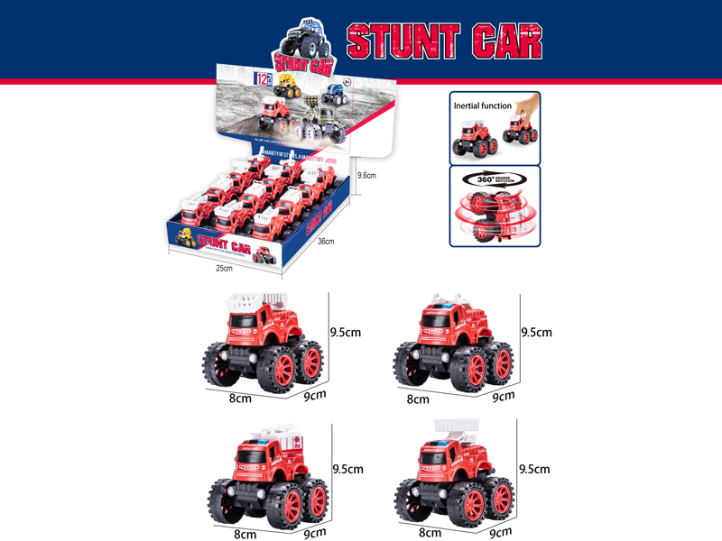 12Pcs Friction Stunt Fire Engine