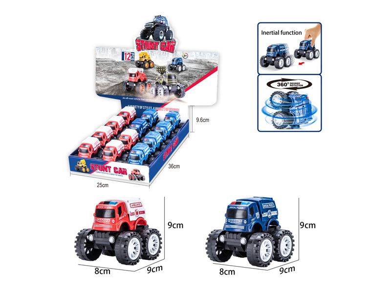 12Pcs Friction Stunt Rescue Explosion-Proof Vehicle