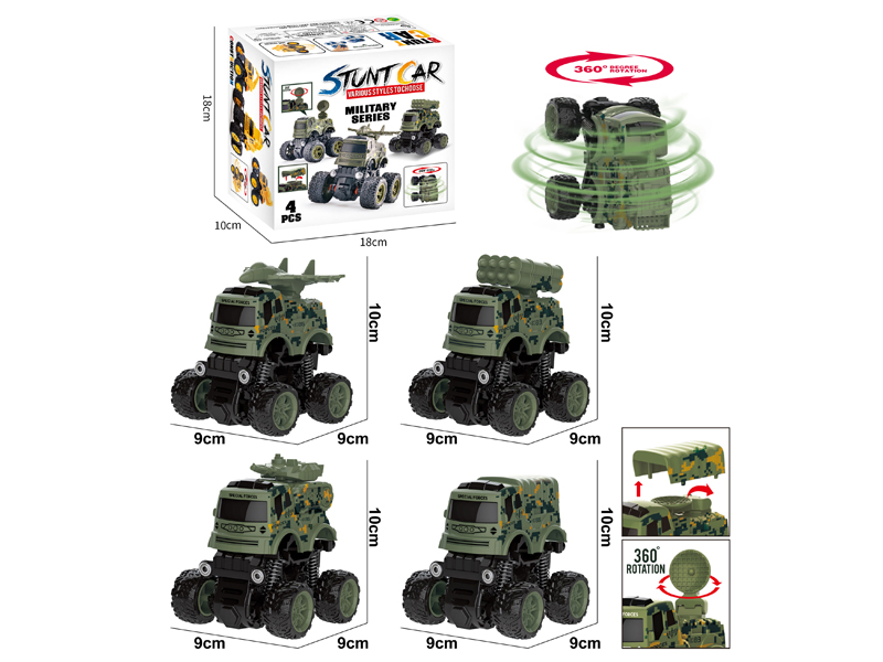 4Pcs Dual Friction Stunt Military Off-Road Vehicle