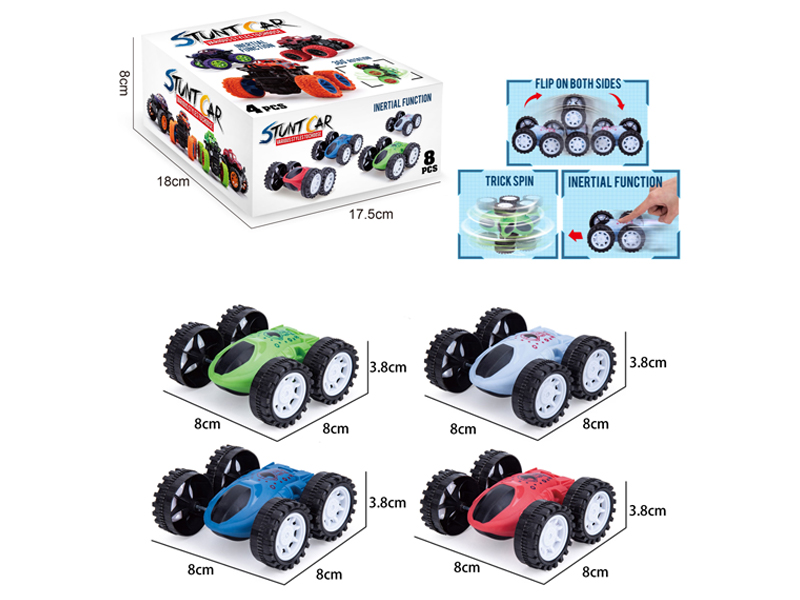 8Pcs Friction Stunt Double-Sided Car