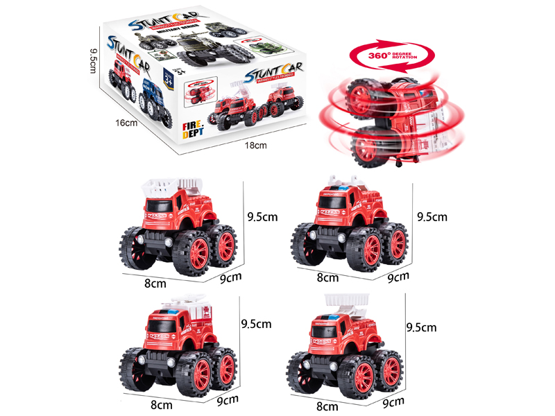4Pcs Friction Fire Truck Off-Road Vehicle