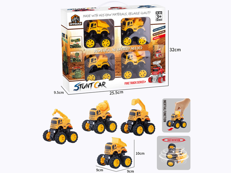 4Pcs Dual Friction Stunt Engineering Off-Road Vehicle