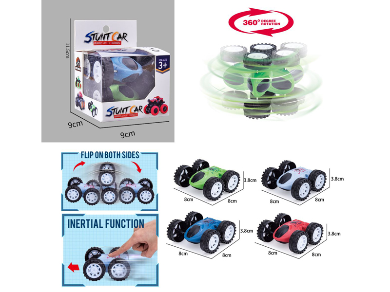 2Pcs Dual Friction Double Sided Stunt Car