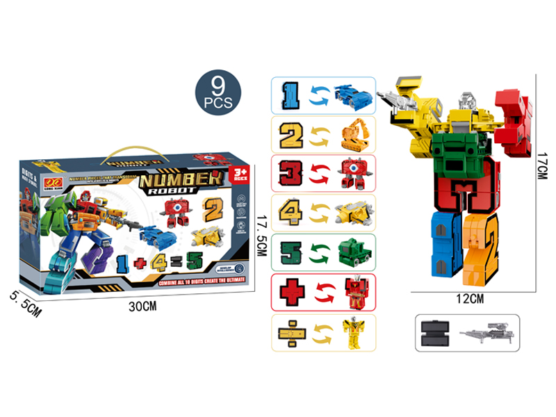 9Pcs Digital Deformation Toy