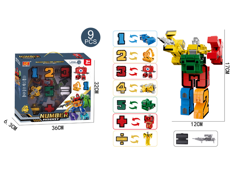 9Pcs Digital Deformation Toy