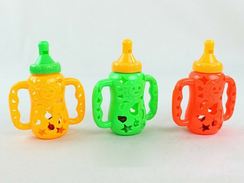 Feeding-Bottle Rattle With Whistle 1PCS(Solid Color )