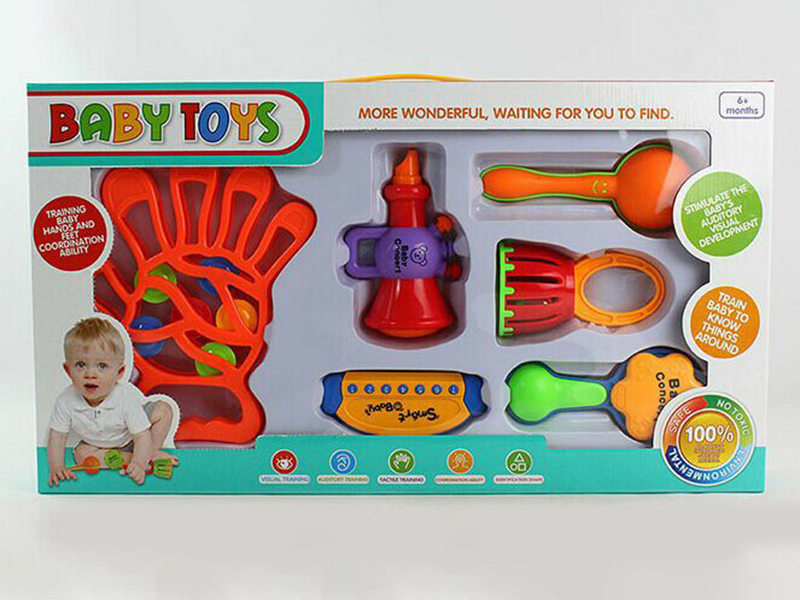 Hand Shaped Timbrel Rattle Set 6pcs