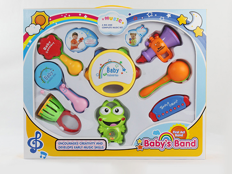 Round Timbrel Rattle Combination 8PCS