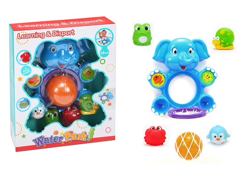 Elephant Basketball Hoop Bathroom Toy Set