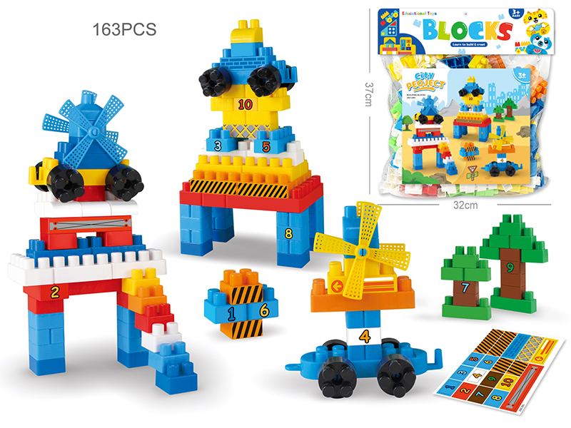 163Pcs Robot Castle Digital Building Blocks