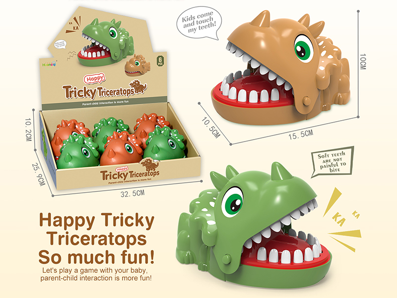 Happy Tricky Triceratops Bite Finger Toys 6pcs