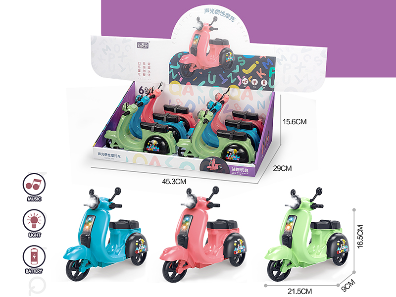 Friction Motorcycle With Sound And Light 6pcs