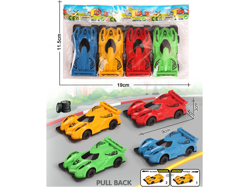 4PCS Pull Back Four-Wheel Car Toy