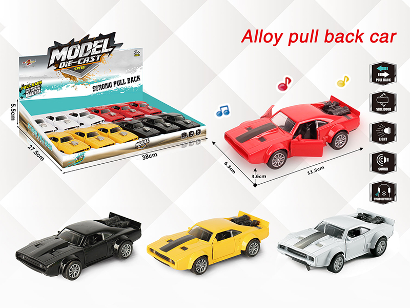 1:32 Dodge Pull Back Alloy Open Door Car With Light And Music(12PCS)