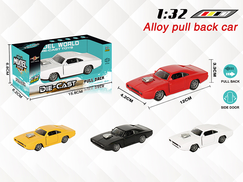 1:32 Dodge Pull Back Alloy Open Door Car