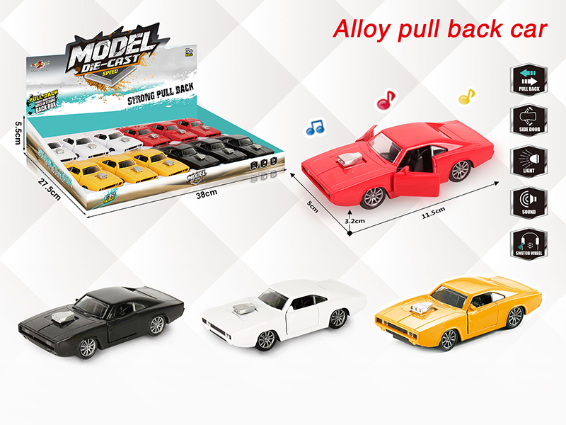 1:32 Dodge Pull Back Alloy Open Door Car With Light And Music(12PCS)