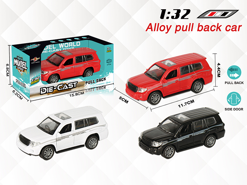 1:32 TOYOTA Land Cruiser Pull Back Alloy Open Door Car