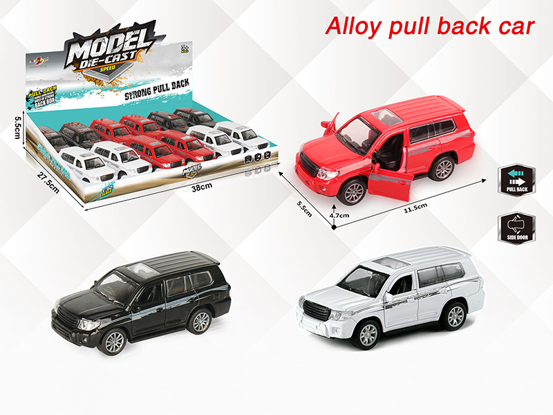 1:32 TOYOTA Land Cruiser Pull Back Alloy Open Door Car(12PCS)