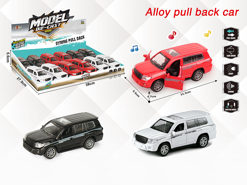 1:32 TOYOTA Land Cruiser Pull Back Alloy Open Door Car With Light And Music(12PCS)