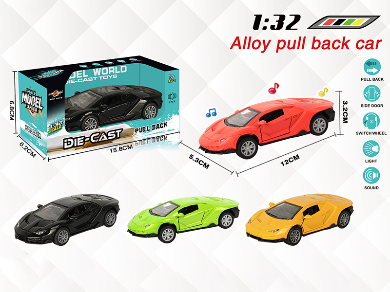 1:32 Lamborghini 700 Pull Back Alloy Open Door Car With Light And Music