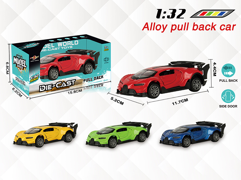 1:32 Bugatti Pull Back Alloy Open Door Car