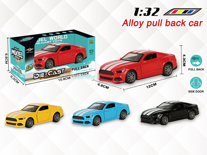 1:32 Mustang Pull Back Alloy Open Door Car