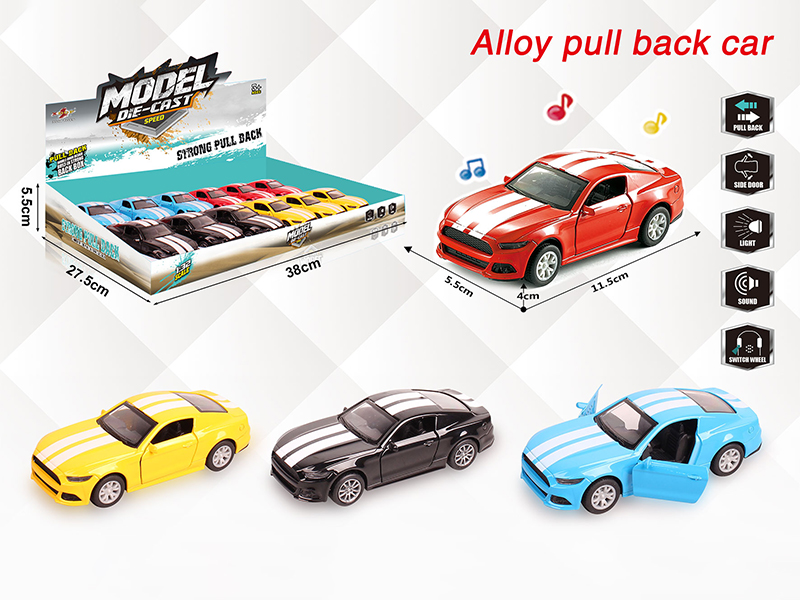 1:32 Mustang Pull Back Alloy Open Door Car With Light And Music(12PCS)