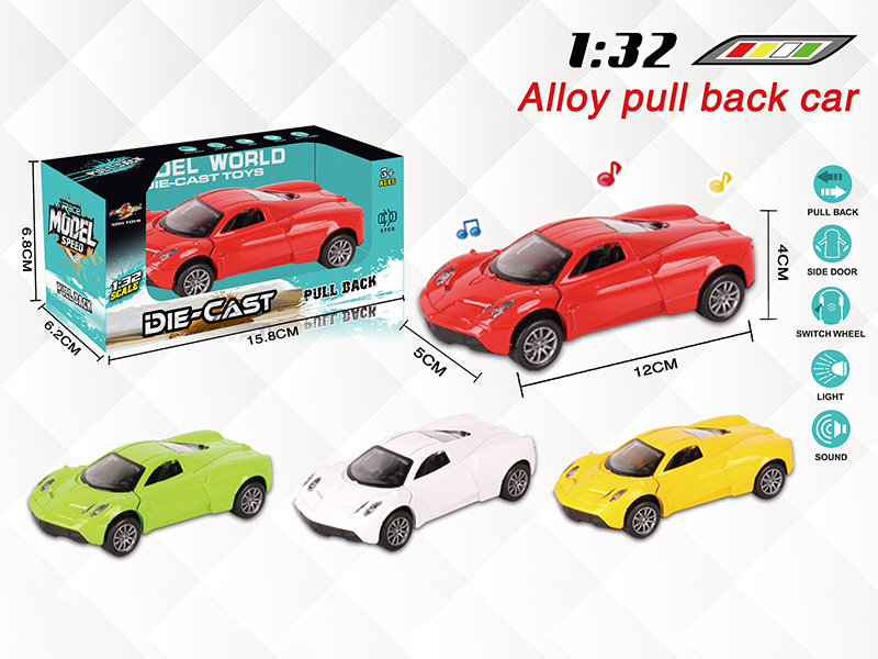 1:32 Pagani Pull Back Alloy Open Door Car With Light And Music