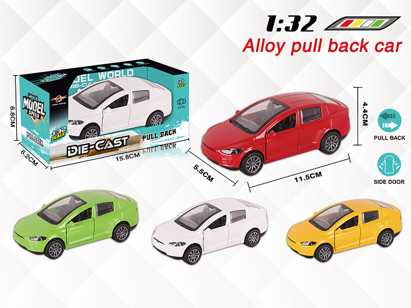 1:32 Tesla Pull Back Alloy Open Door Car