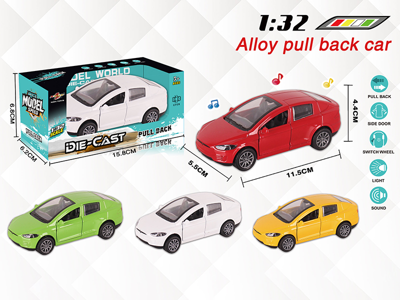 1:32 Tesla Pull Back Alloy Open Door Car With Light And Music