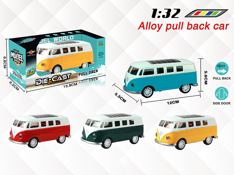 1:32 Volkswagen Bus Pull Back Alloy Open Door Car
