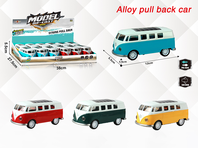 1:32 Volkswagen Bus Pull Back Alloy Open Door Car(12PCS)