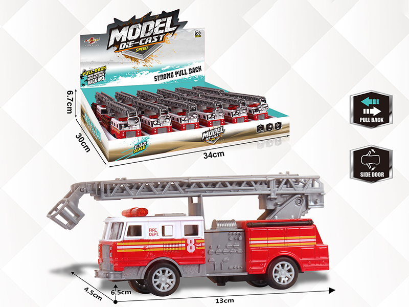 1:32 Pull Back Alloy Fire Engine 12PCS