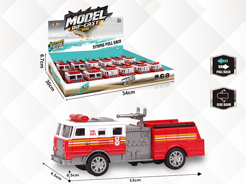 1:32 Pull Back Alloy Fire Engine(Can Open The Doors) 12PCS