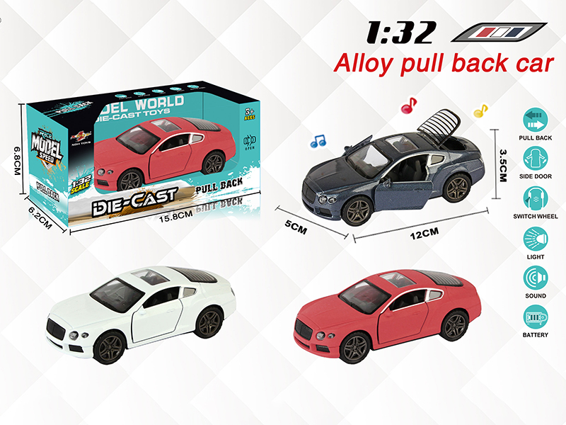 1:32 Bentley Pull Back Alloy Open Door Car With Light And Music