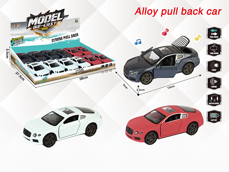 1:32 Bentley Pull Back Alloy Open Door Car With Light And Music 12PCS
