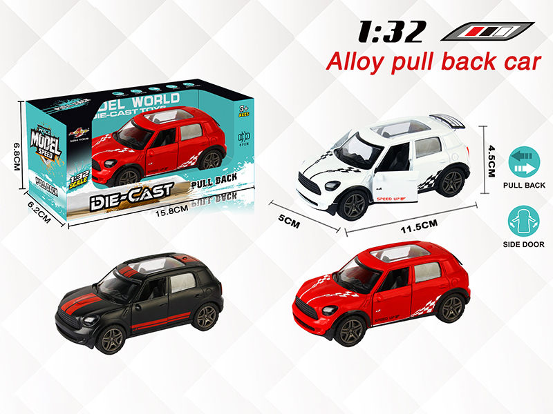 1:32 BMW Mini Cooper Pull Back Alloy Open Door Car