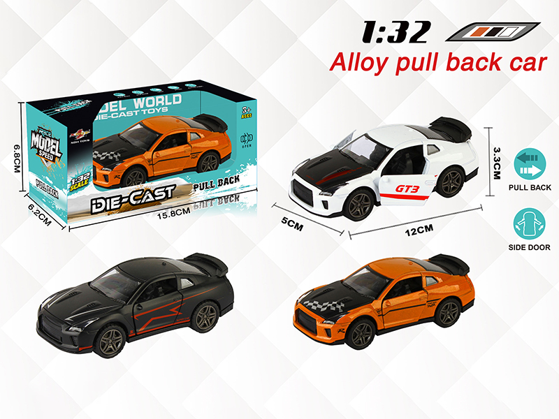 1:32 Nissan GTR Pull Back Alloy Open Door Car