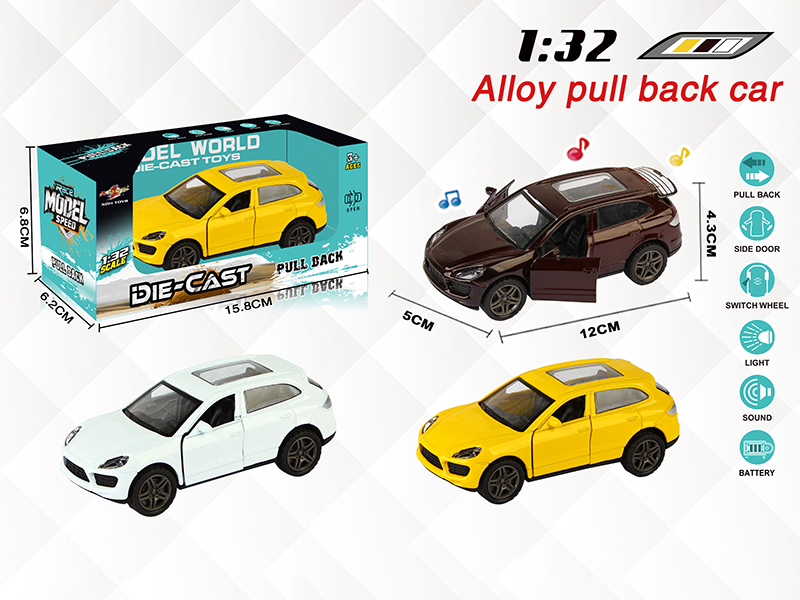 1:32 Porsche Cayenne Pull Back Alloy Open Door Car With Light And Music,3 Doors Open