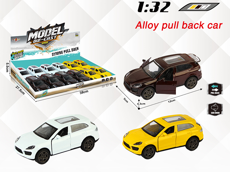 1:32 Porsche Cayenne Pull Back Alloy Car(3 Doors Open) 12PCS