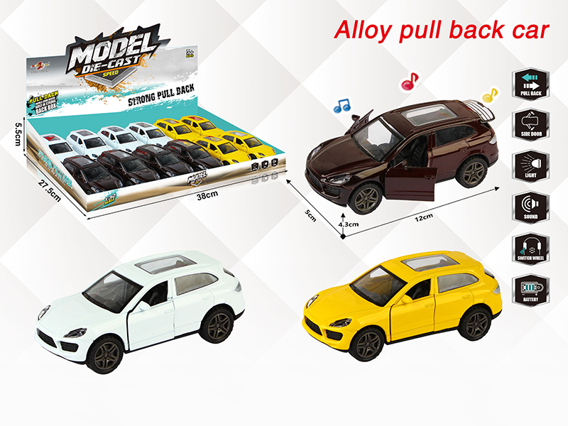 1:32 Porsche Cayenne Pull Back Alloy Open Door Car With Light And Music,3 Doors Open  12PCS