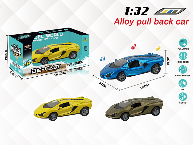 1:32 Lamborghini Pull Back Alloy Open Door Car With Light And Music
